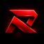 RajLuck game red 3D logo with futuristic gaming design